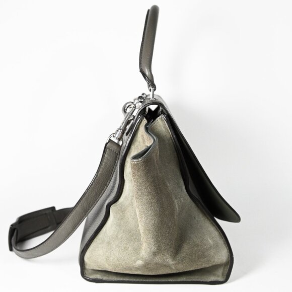 Celine Trapeze Leather 2-Way Handbag Turn-Lock front Closure Leather-Lined Sage - Picture 4 of 13